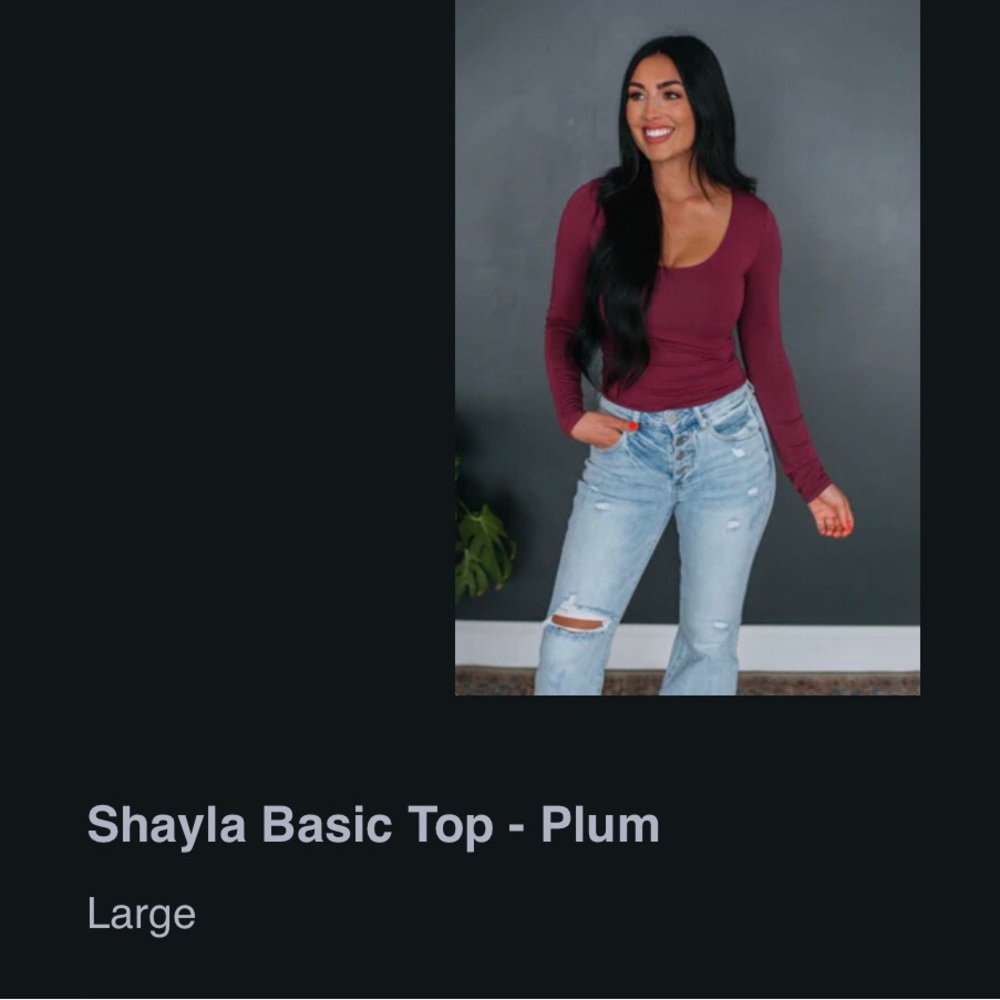 Long sleeve soft top plum